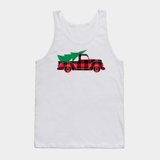 Christmas Plaid truck with tree Tank Top